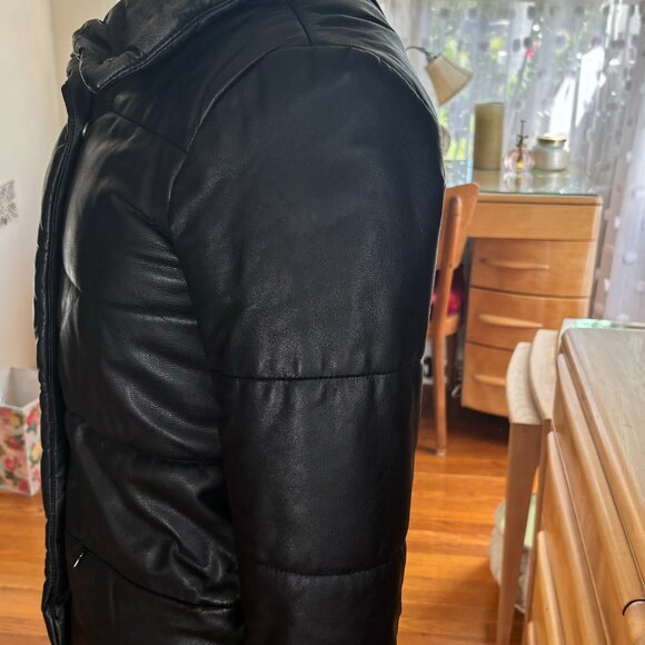 WOMEN'S ZARA COLLECTION LAMB BLACK PUFFER COAT/JACKET ORIG. $159 SZ S EUC - Picture 3 of 8